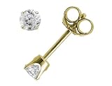 Diamond Solitaire Stud Earrings 1/5 ctw in 14K Yellow Gold