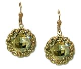 Catherine Popesco 14K Gold Plated Multifaceted Champagne Swarovski Crystal Dangle Earrings