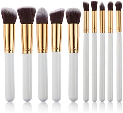 Pairy 10 Pcs Cosmetics Foundation Blending Blush Eyeliner Face Powder Brushes Kit ( White )