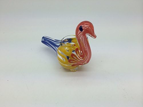 Multi-colored 4" Glass pipe Swan/Bird shape Incense holder. Manufactured by Crystal rose, handmade Glass Art pipe, inside one of a kind design