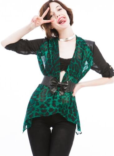 MOD Luv Women's Cheetah Cardigan Shirt Green S(L10245JL)