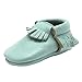 Sayoyo Baby Blue Tassels Soft Sole Leather Infant Toddler Prewalker Shoes (0-6 months, Blue)