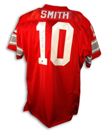 Troy Smith Ohio State Buckeyes Autographed Red Throwback Jersey
