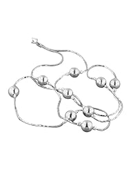 Sterling Silver Beaded Necklace on 1mm Elongated Links Box Chain
