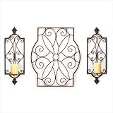 Bronze Finish Scrollwork Wall Sconce Candle Holder Set by 