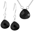 Sterling Silver Black Cubic Zirconia Pendant & Earring Set