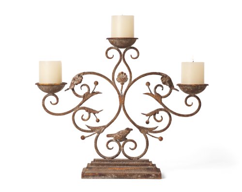 Foreside Bird Candelabra White Wash