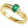 14K Yellow Gold Chatham Created Emerald and Diamond Ring
