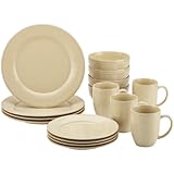 Rachael Ray Cucina 16-Piece Stoneware Dinnerware Set, Almond Cream