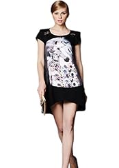 Sexy General Print Short Sleeves Summer Winter Cotton/Leather/Polyester/Wool Evening Dress/Party Dress 