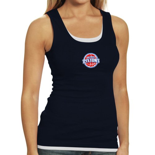 Detroit Pistons Ladies Black Harmony Layered Tank Top (Large)
