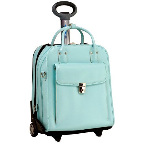 McKleinUSA LA GRANGE 96498 Blue Leather Vertical Detachable-Wheeled Ladies' Briefcase