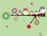 Owl Family Playing on Branches Owl wall decal sticker nursery wall decal by Rainbow Fox [並行輸入品]