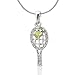 Spinningdaisy Tennis Racket with Smashing Green Crystal Ball Necklace