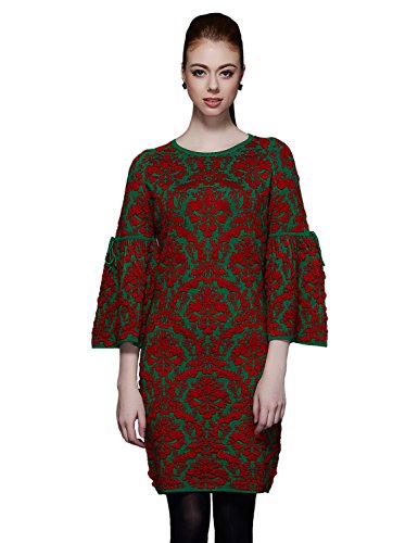 (マックスチック) Maxchic 暖かい冬物 レディース　花柄ニットワンピース　D13174Y14C