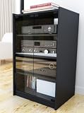 Sonax CR-2360 Cranley 21-Inch Wide Midnight Black Enclosed Component Stand