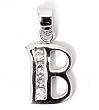Silver Block Initial Pendant with Cubic Zirconia Size: 12mm