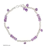 Amethyst anklet, 'Wine Light' by NOVICA