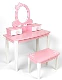 Pintoy Soft Pink & White Wooden Vanity Unit