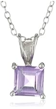 Sterling Silver 6mm Square-Cut Gemstone Pendant Necklace, 18"