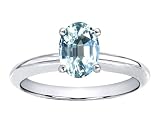 1.25 cts Genuine Aquamarine Solitaire Engagement Ring - 14kt White or Yellow Gold
