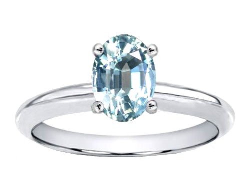 1.25 cts Genuine Aquamarine Solitaire Engagement Ring   14kt White or Yellow Gold