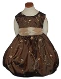 New Chocolate Brown & Taupe Embroidered Dress Flower Girl 6M to 24M