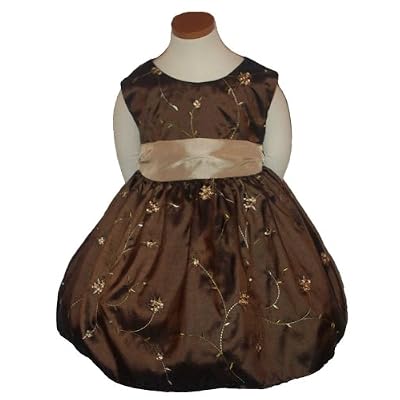 New Chocolate Brown & Taupe Embroidered Dress 6M to 24M
