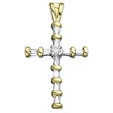 14K Yellow Gold 1/4 ct. Diamond Cross Pendant with Chain