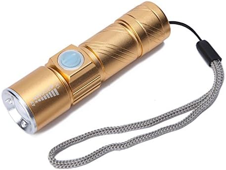 Mini Flashlight - USB Rechargeable LED Torch, Adjustable Focus Zoomable Lamp Light for Camping Hiking Cycling, Energy-Saving