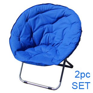 Set of 2 Folding Blue Papasan Dish Moon Sphere Chair