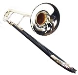 Tromba Silver Plastic Trombone with Free Stand, Bag and Maintenance Kit