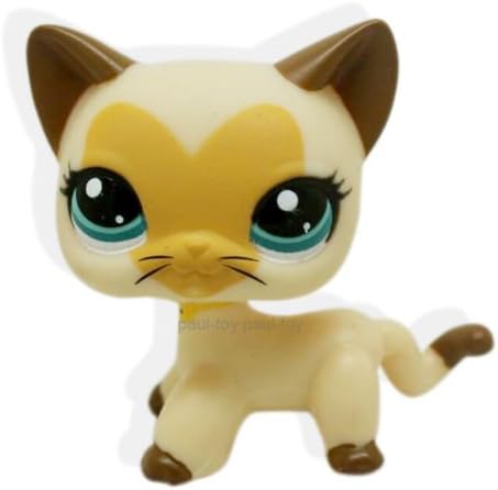 Littlest Pet Shop RARE Tan Brown Short Hair Cat Heart Face Kitty LPS #3573