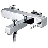 Bathroom Polished Chrome Shower Faucet With Handheld Shower