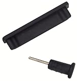 mumbi iPhone 4 4S Ersatzteile SET: Staub Schutz Dock Stöpsel Wasserschutz + Headsetöffnungsschutz mit Sim Karten Nadel BLACK EDITION - Version 2.0