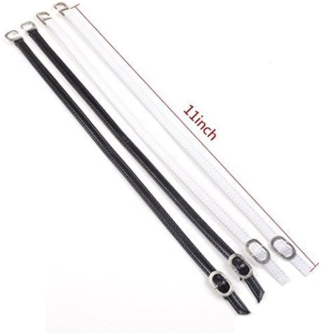 1 Pair White and 1 Pair Black 11" Lady Women Girl High-heeled Shoes/ High Heel/ Pumps Anti-slip PU Leather Shoe Straps with Buckle / Ankle Shoe Laces Replacement Accessories