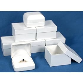6 Double Ring Boxes White Leather Jewelry Gift Display