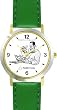 Habit 2 - Goal, Straight A's (English Text) - DELUXE TWO-TONE WATCH from THE 7 HABITS - WATCH COLLECTION BY WATCHBUDDY&reg; - Arabic Numbers - Green Leather Strap-Size-Children's Size-Small ( Boy's Size & Girl's Size )