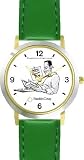 Habit 2 - Goal, Straight A's (English Text) - DELUXE TWO-TONE WATCH from THE 7 HABITS - WATCH COLLECTION BY WATCHBUDDY&reg; - Arabic Numbers - Green Leather Strap-Size-Children's Size-Small ( Boy's Size & Girl's Size )
