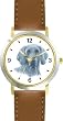 Weimeraner JP Dog - WATCHBUDDY&reg; DELUXE TWO-TONE THEME WATCH - Arabic Numbers - Brown Leather Strap-Size-Large ( Men's Size or Jumbo Women's Size )