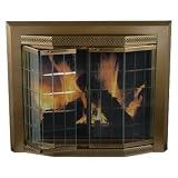 Pleasant Hearth GR-7201 Grandoir Fireplace Glass Door, Antique Brass, Medium