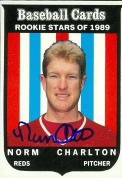 Norm Charlton Autographed/Hand Signed Baseball Card (Cincinnati Reds) 1989 Baseball Card Magazine #5