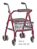 `Rollator 4 Wheel Aluminum With Push Brake - Blue (PBBL) Blue * Non-padded seat * Lightweight alumin