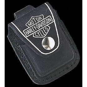 Harley Davidson Motorcycle HD Black Leather Zippo Lighter Pouch