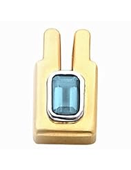 14K Two-Tone Gold Emerald Cut Aquamarine Pendant -- LIFETIME WARRANTY