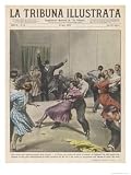 At Torino Police Call a Halt to a Dance Marathon Described as Una Stolta Gara Art Giclee Poster Print by Vittorio Pisani, 18x24