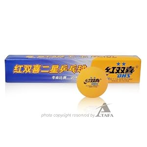 DHS 2-Star Table Tennis Balls, 6-Pack (White Orange), 40mm Ping Pong Balls, Beer Pong Balls by 