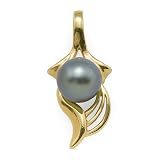 Tahitian Black Pearl Pendant in 14K Yellow Gold
