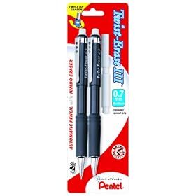 Pentel Twist-Erase III Automatic Pencil with 2 Eraser Refills, 0.7mm, Assorted Barrels, 2 Pack (QE517BP2-K6)