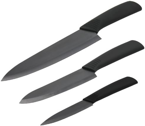 Toponeware CKBKB468 3-Piece Ceramic Knife Set, Black